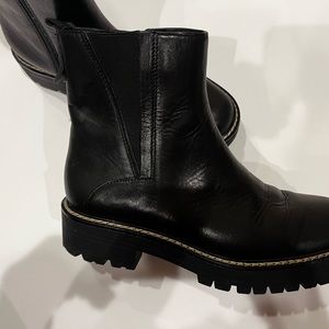 Black leather booties